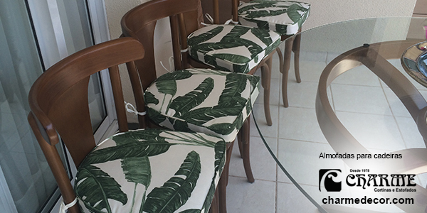 Almfoadas novas para assentos de cadeiras com amarração em tecido floral